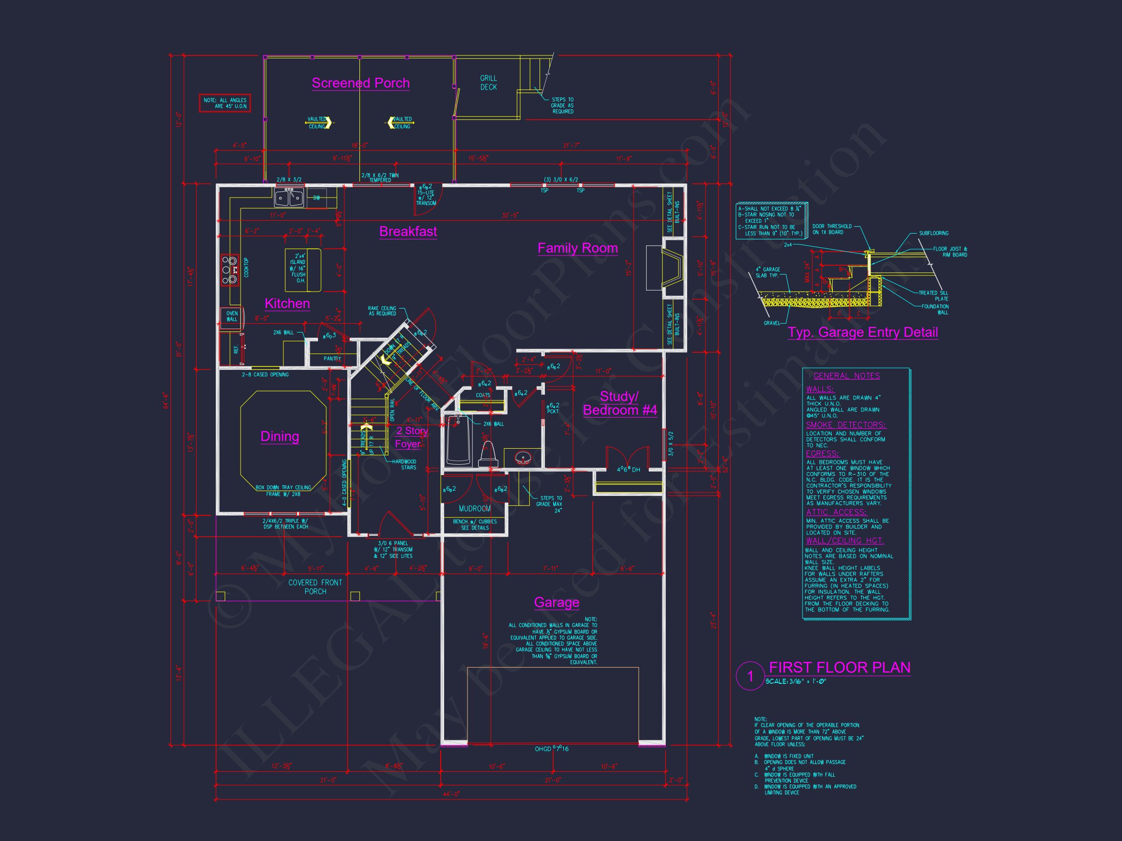 Beautiful 4-Bedroom house Plan with Open Floor Designs & CAD Blueprint