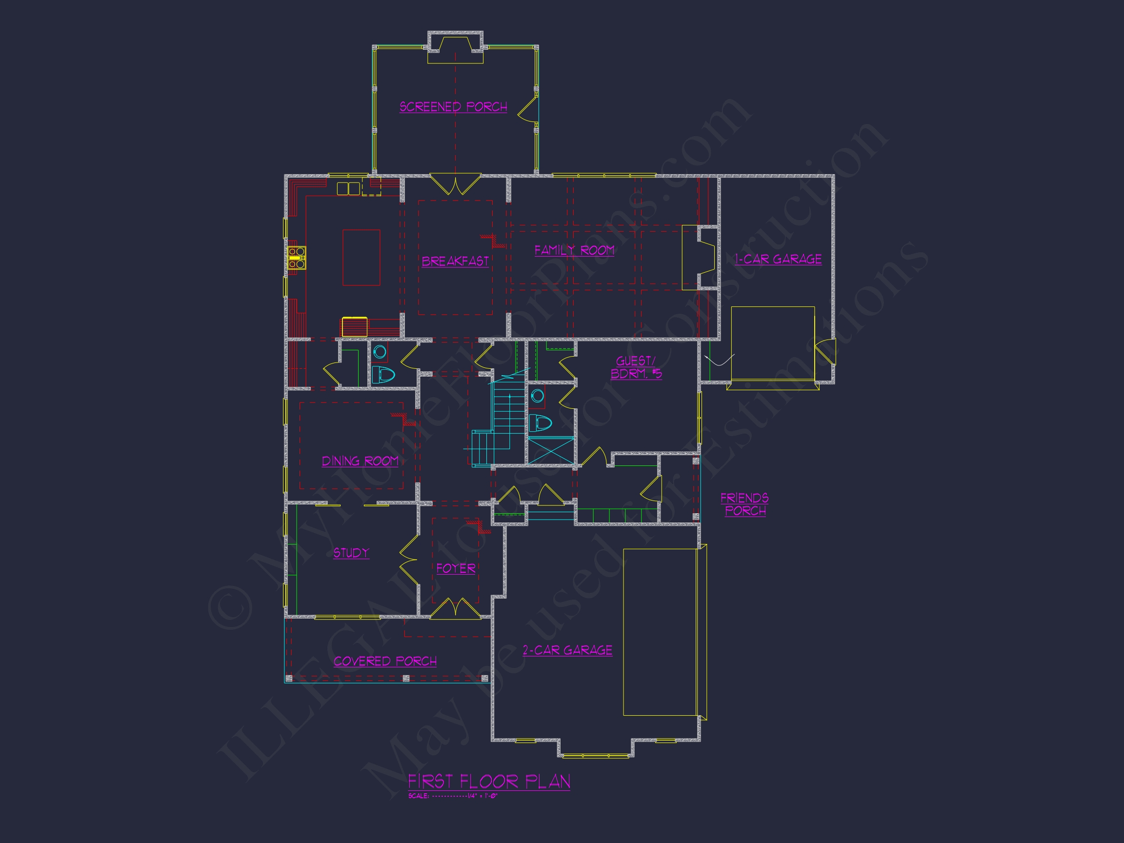 Beautiful 5-Bedroom Home Plan with CAD Floor Plans & Designs