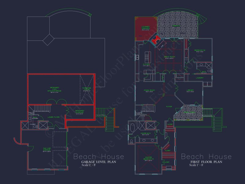 Beautiful Beach house Floor Plan with CAD Designs & Blueprint