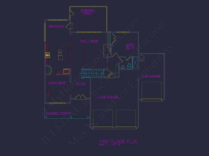 Beautiful CAD house Design with 5 Bedrooms and 2.5 Stories