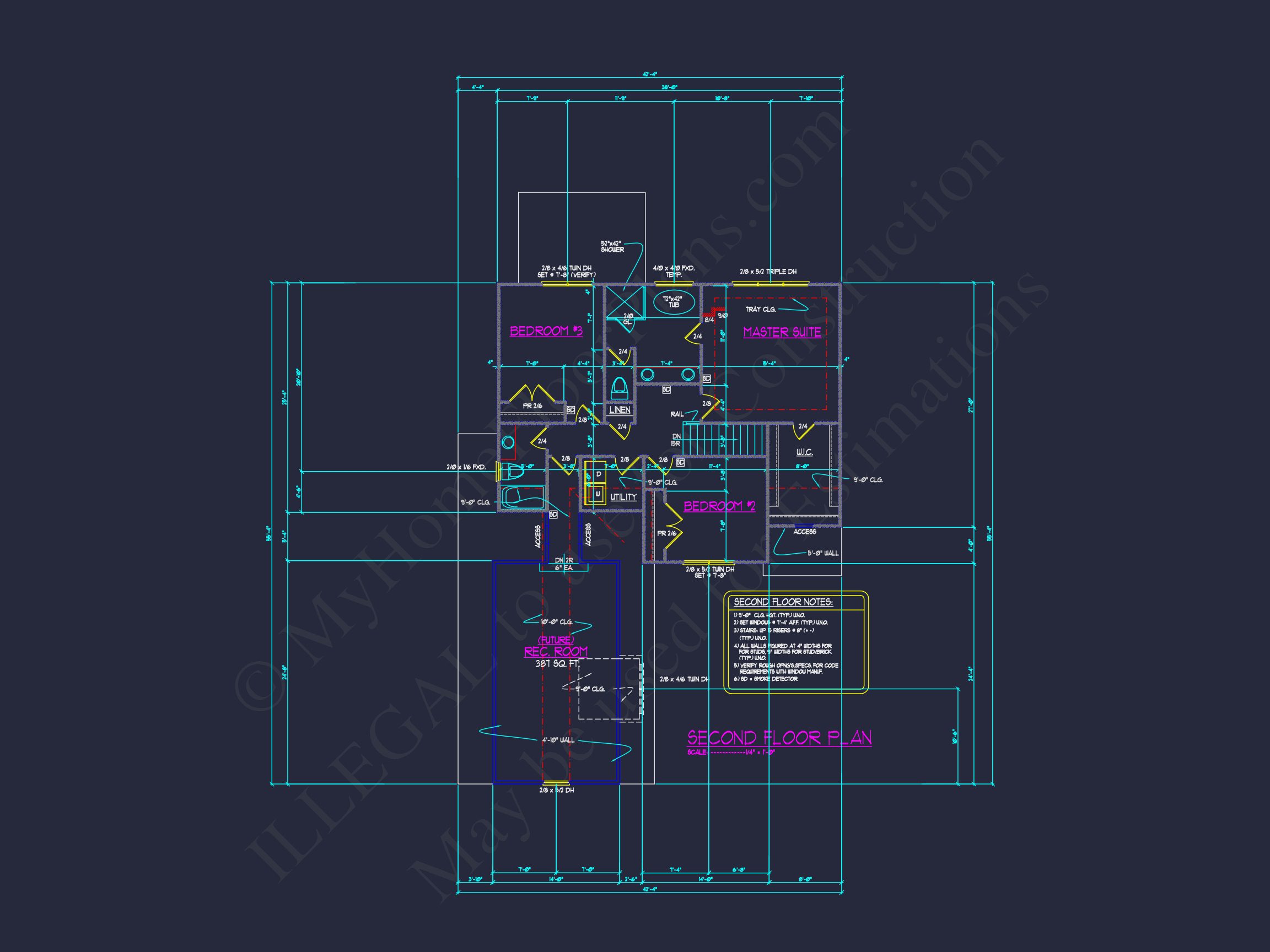 Beautiful CAD house Plan: 4 Bedroom Floor Plan with Designs