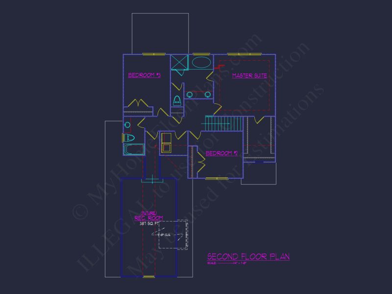 Beautiful CAD house Plan: 4 Bedroom Floor Plan with Designs