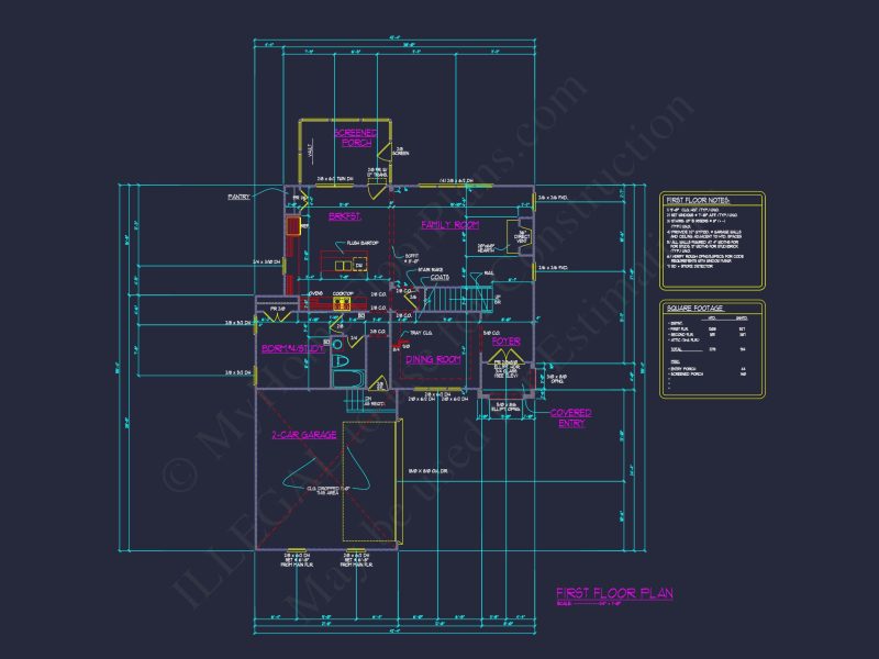 Beautiful CAD house Plan: 4 Bedroom Floor Plan with Designs