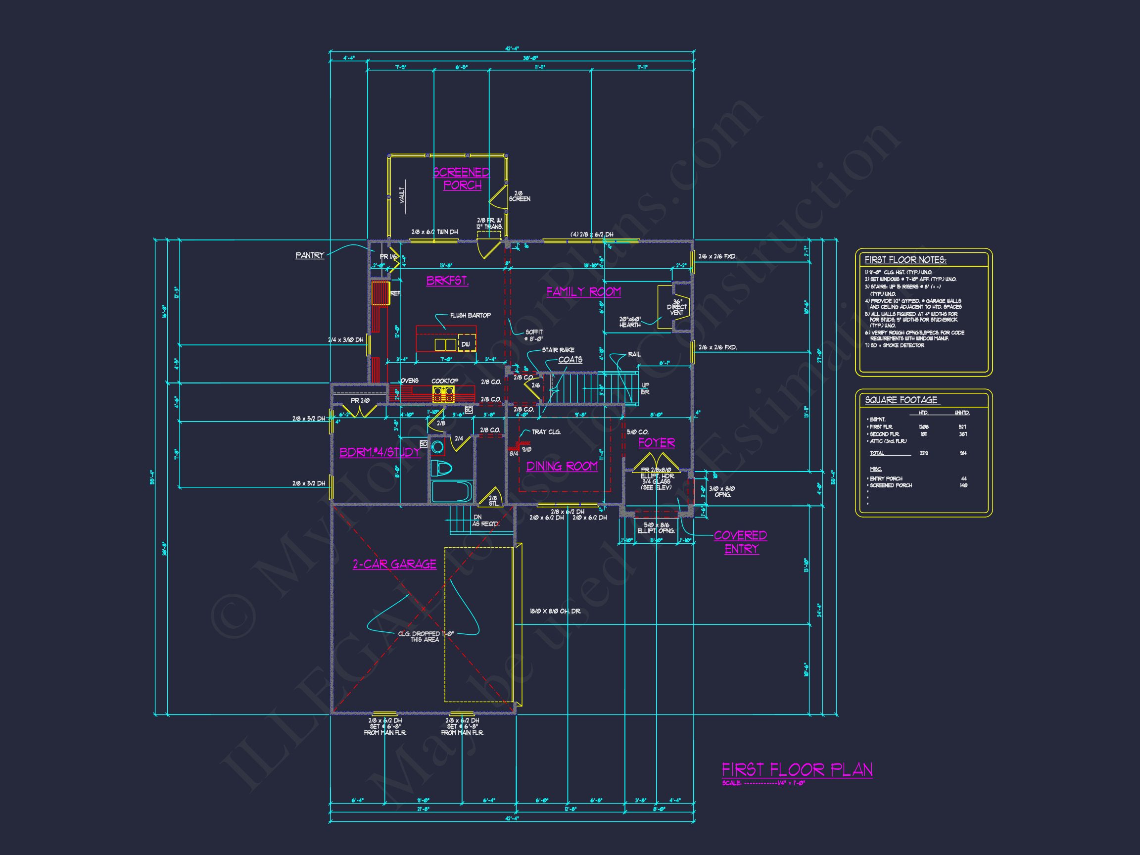 Beautiful CAD house Plan: 4 Bedroom Floor Plan with Designs