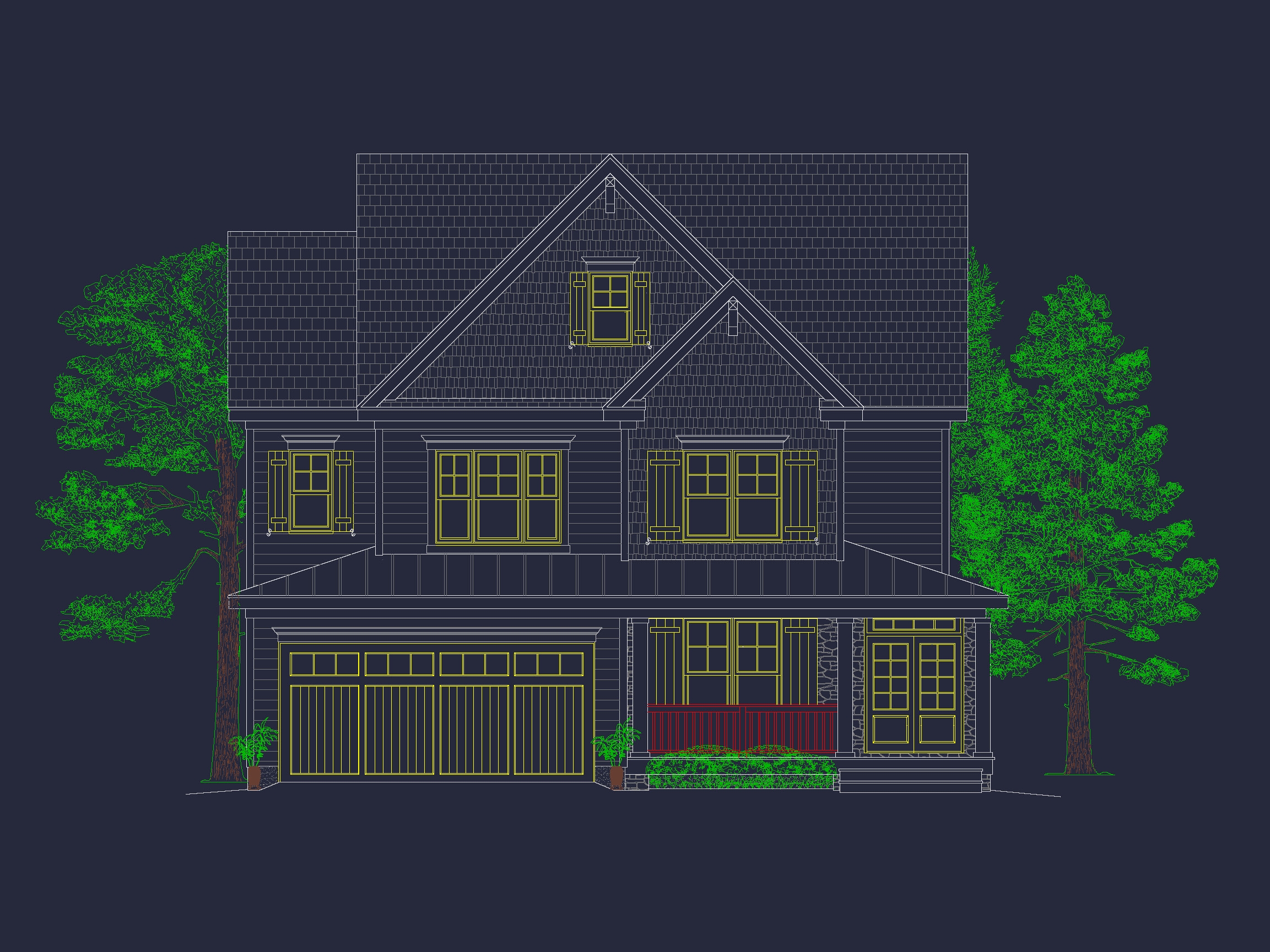 Beautiful Craftsman Home Plan with Detailed CAD Designs