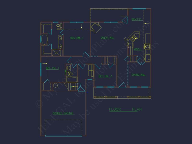 Beautiful house Floor Plan with CAD Designs & Blueprints