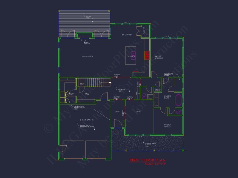 Beautiful house Floor Plan with CAD Designs and Blueprint