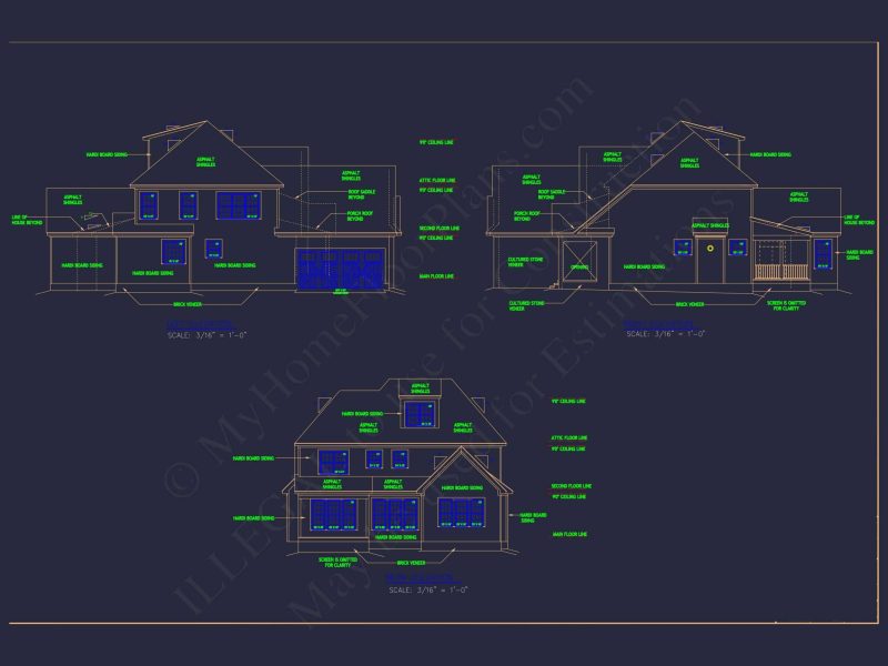 Beautiful house Plan Blueprint with CAD Designs and Floor Plans