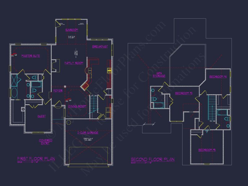 Beautiful house Plan Featuring 5 Beds, CAD Blueprints & Designs