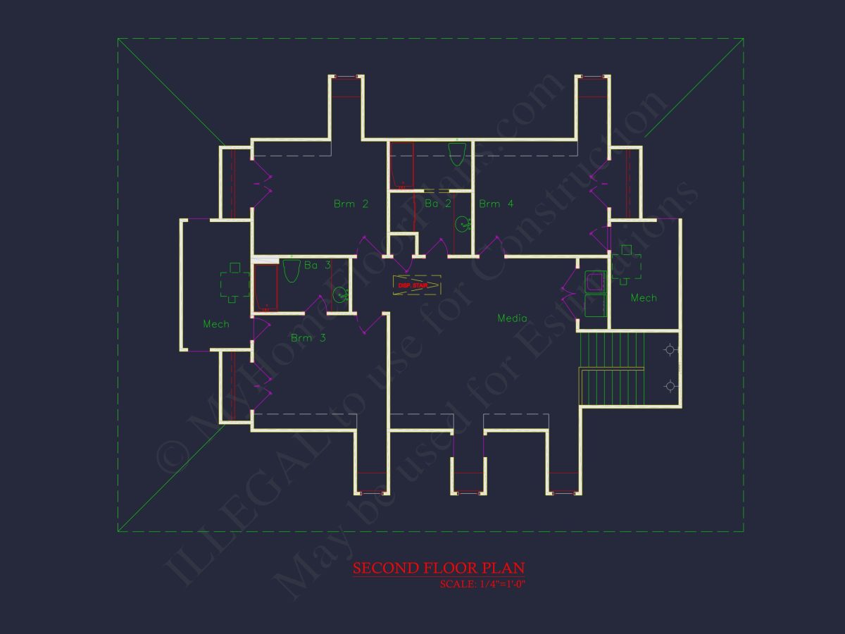 Beautiful house Plan with 2 Floors, CAD Blueprints & Designs