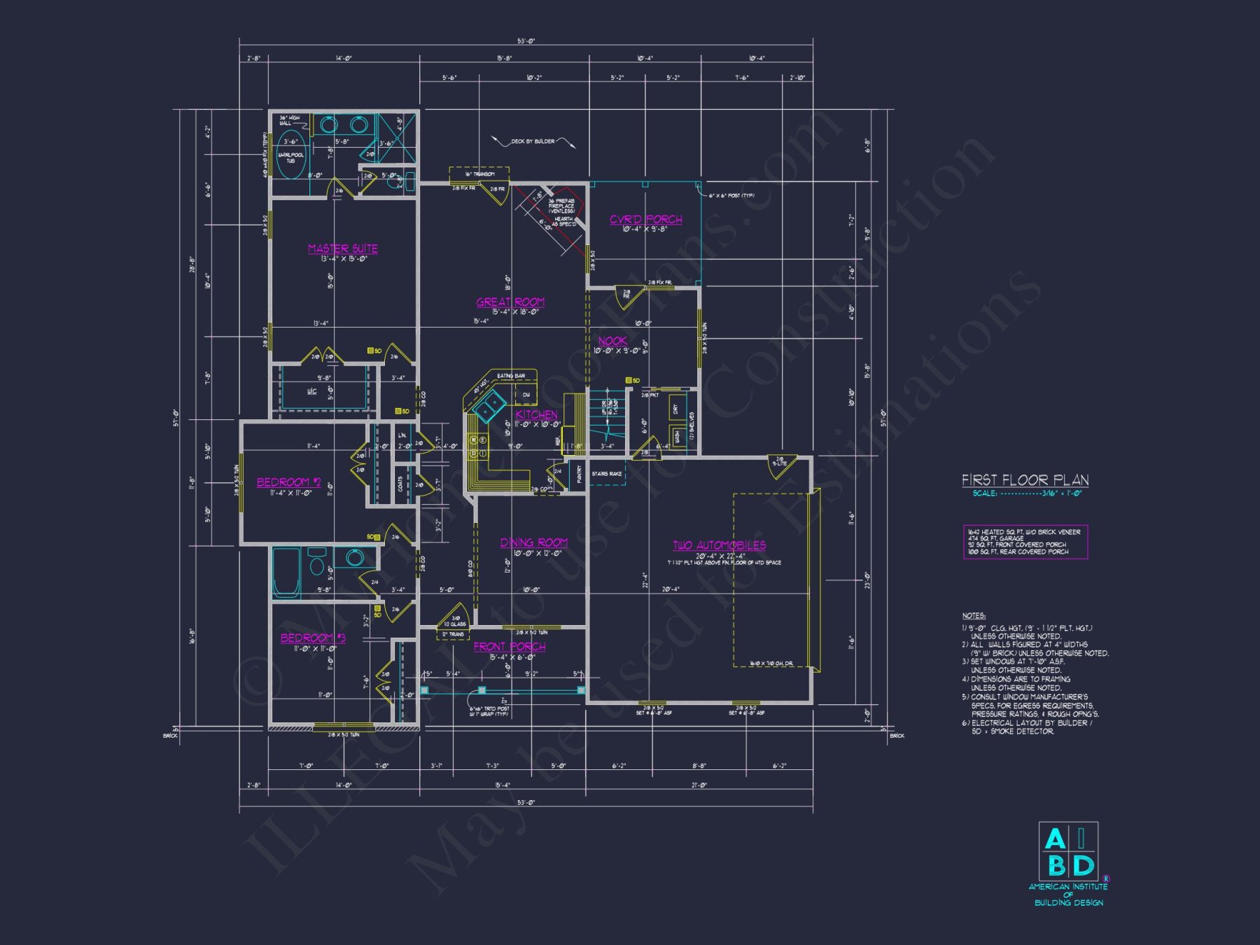 Beautiful house Plan with 2-Story CAD Designs & 3 Bedrooms