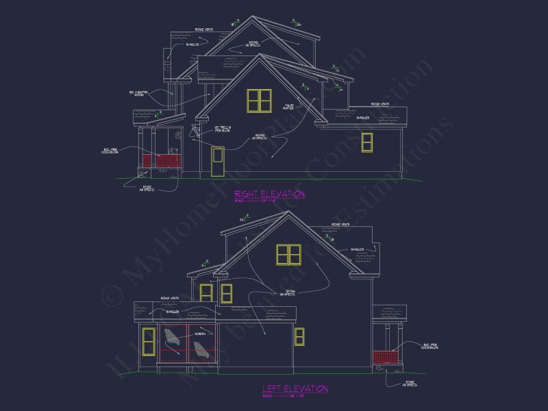 Beautiful house Plan with 2.5 Floors, CAD Designs & Blueprint