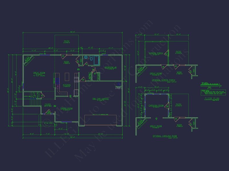 Beautiful house Plan with 4 Beds, 2 Car Garage & CAD Designs