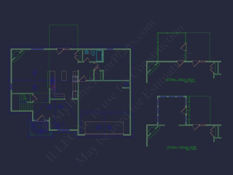 Beautiful house Plan with 4 Beds, 2 Car Garage & CAD Designs