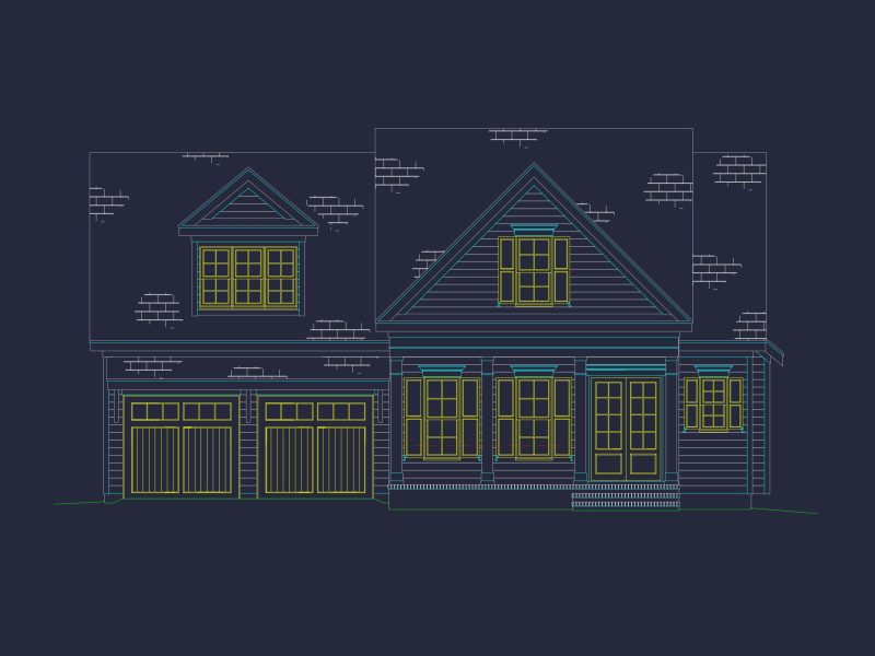 Beautiful Southern house Floor Plan with 2 Stories and CAD Designs