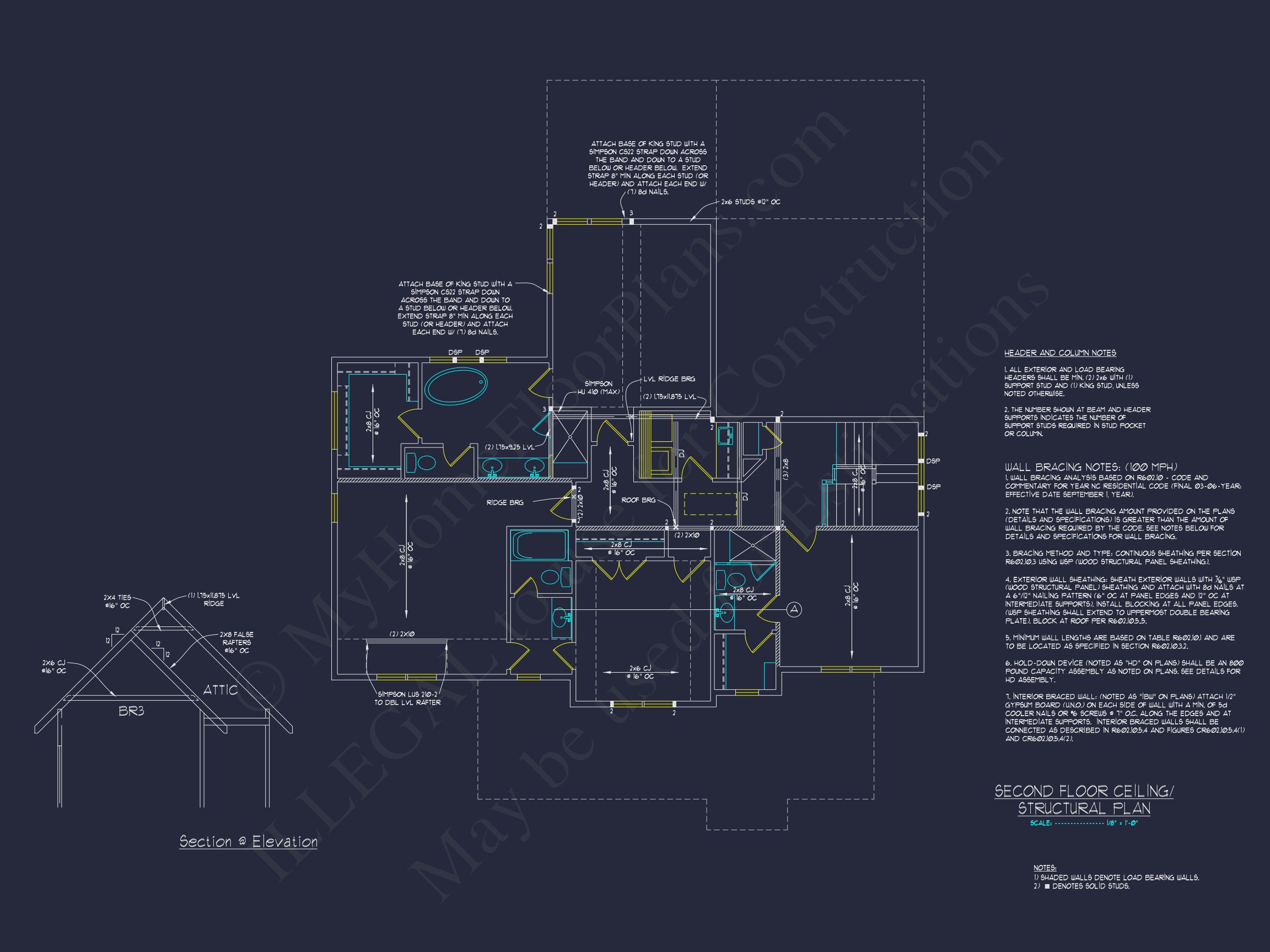 Beautiful Two-Story house Plan with 3 Beds,Garage,and CAD Designs