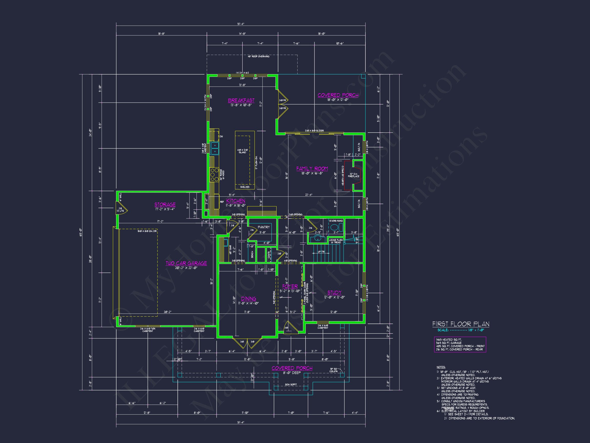 Beautiful Two-Story house Plan with 3 Beds,Garage,and CAD Designs