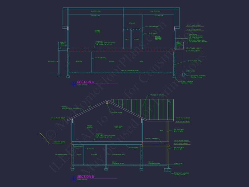 Charming 2-Bedroom Floor Plan with Vaulted Ceilings and CAD Designs