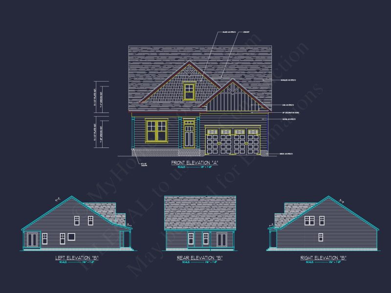 Charming 2-Story Craftsman house Plan with Detailed CAD Designs