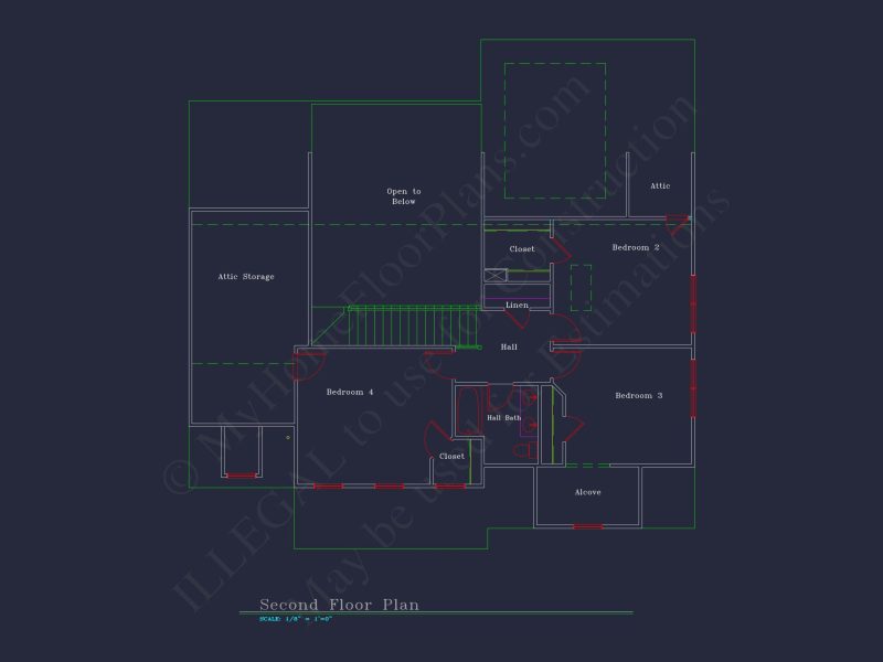 Charming 2-Story house Plan with 4 Bedrooms and CAD Designs