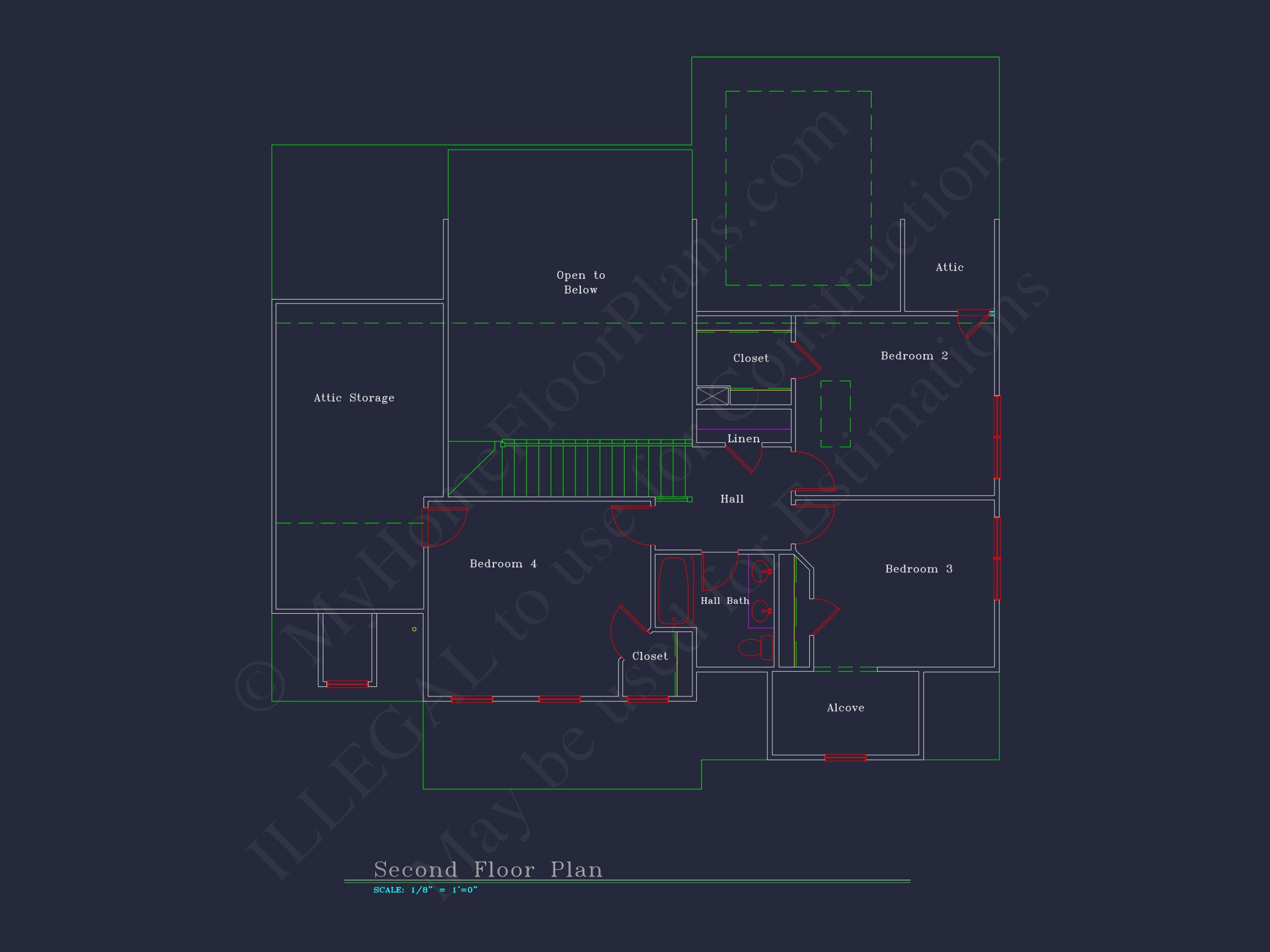 Charming 2-Story house Plan with 4 Bedrooms and CAD Designs