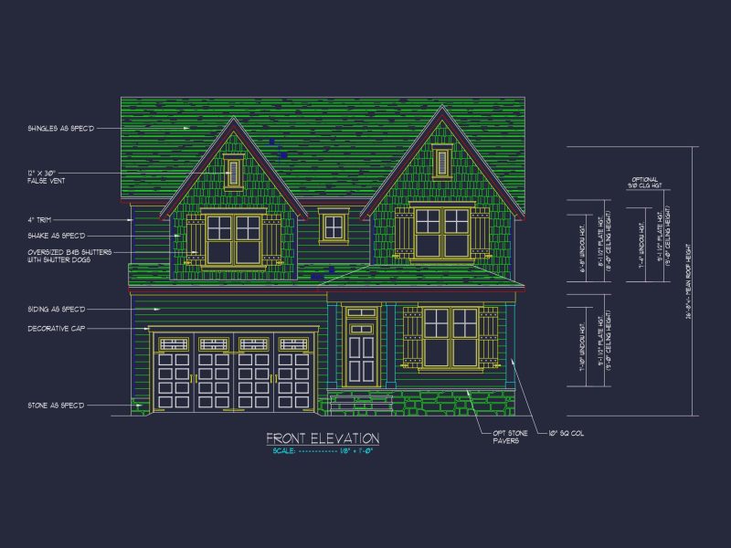 Charming 2-Story house Plan with CAD Designs and Blueprints