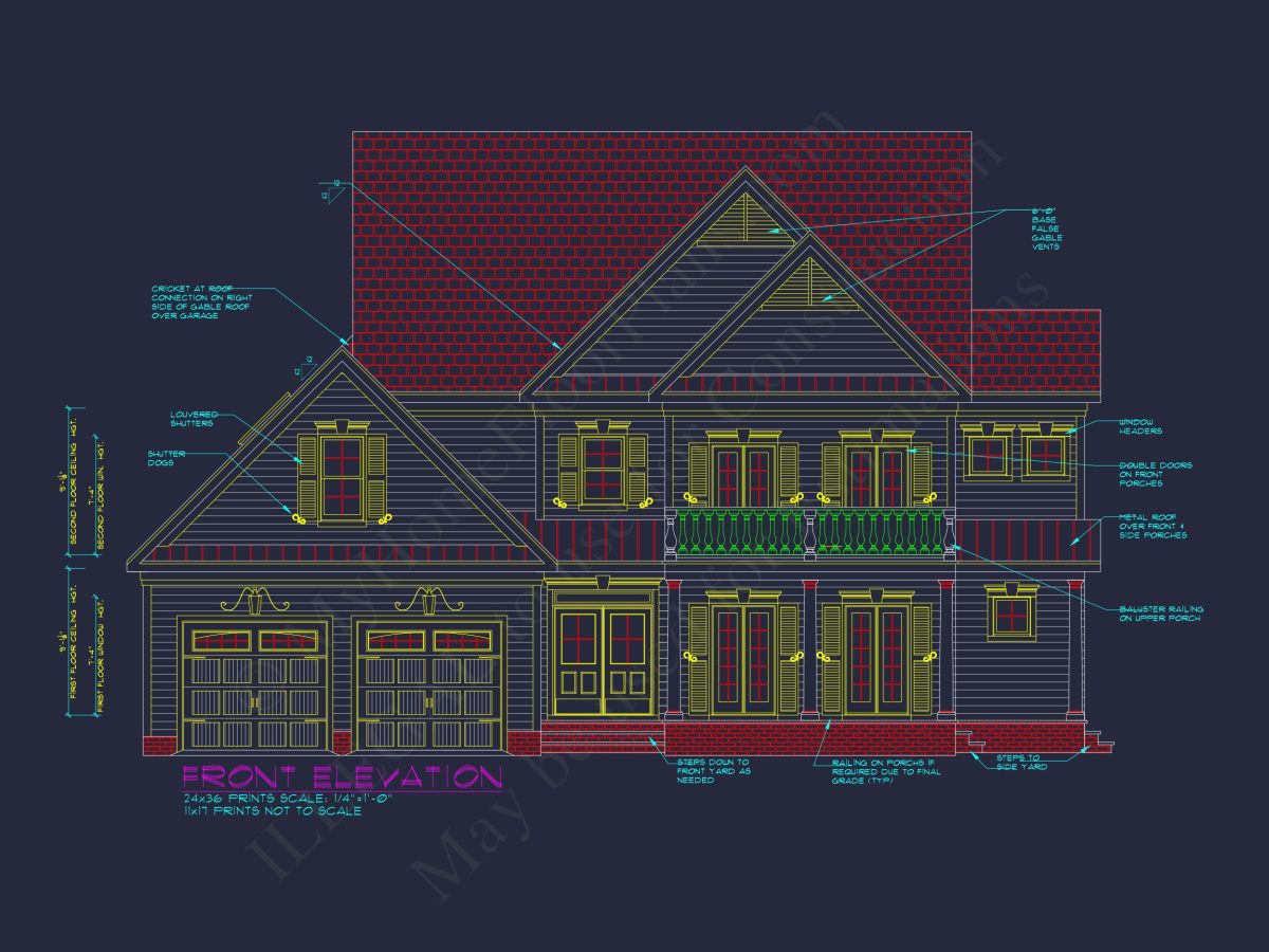 Charming 2-Story house Plan with Spacious CAD Blueprint Designs