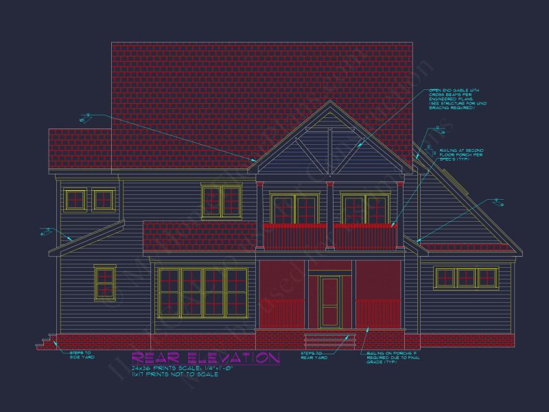Charming 2-Story house Plan with Spacious CAD Blueprint Designs