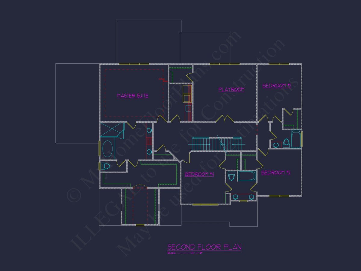 Charming 5-Bedroom house Blueprint with CAD Architecture Design