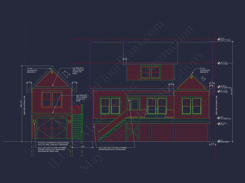 Charming Beach house Plan with 4 Beds, 2 Floors, CAD Designs