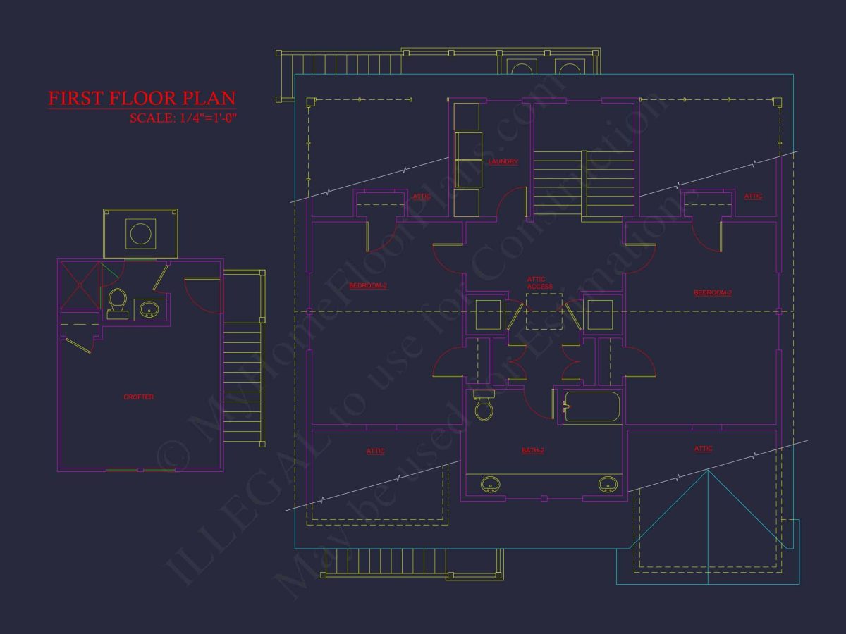 Charming Beach house Plan with 4 Beds, 2 Floors, CAD Designs