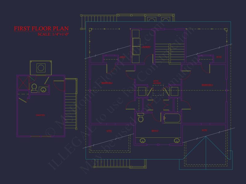 Charming Beach house Plan with 4 Beds, 2 Floors, CAD Designs