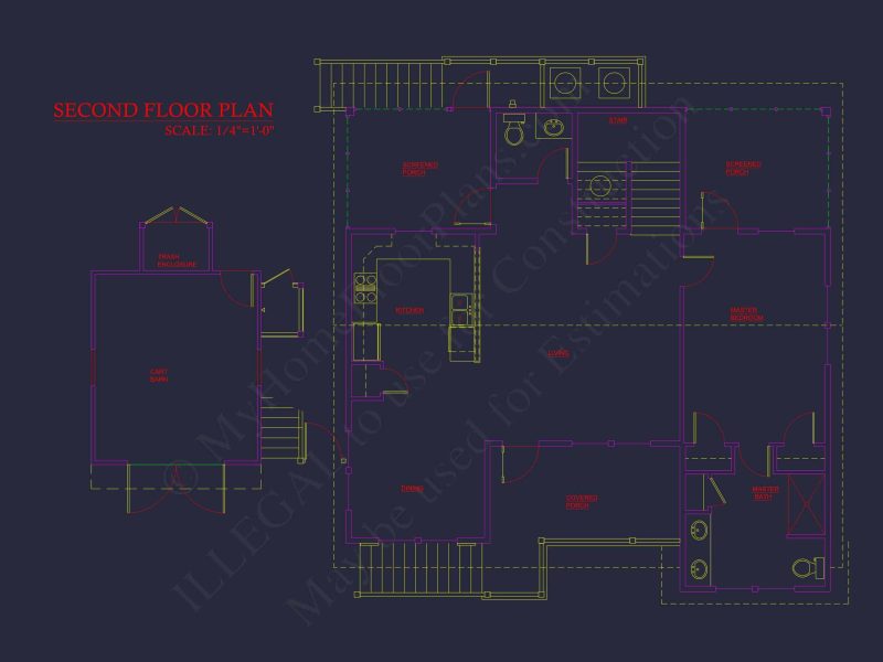 Charming Beach house Plan with 4 Beds, 2 Floors, CAD Designs