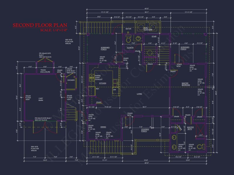 Charming Beach house Plan with 4 Beds, 2 Floors, CAD Designs