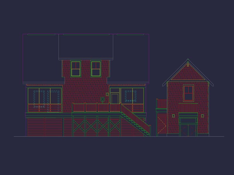 Charming Beach house Plan with 4 Beds, 2 Floors, CAD Designs