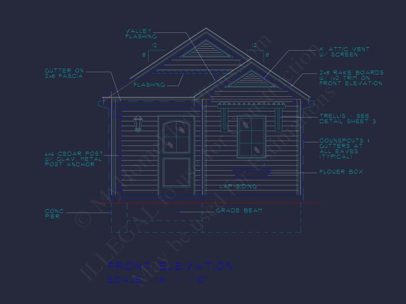 Charming Cottage-Style Floor Plan with CAD Blueprints