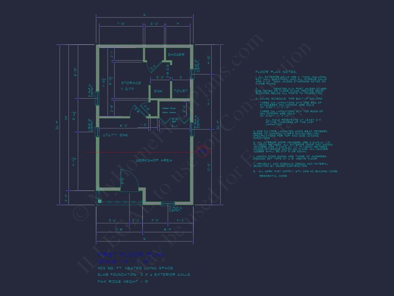 Charming Cottage-Style Floor Plan with CAD Blueprints