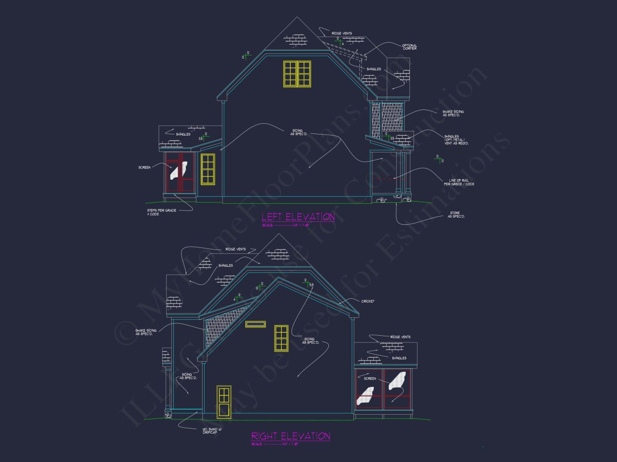 Charming house Floor Plan with 4 Bedrooms, 3.5 Baths & CAD Designs