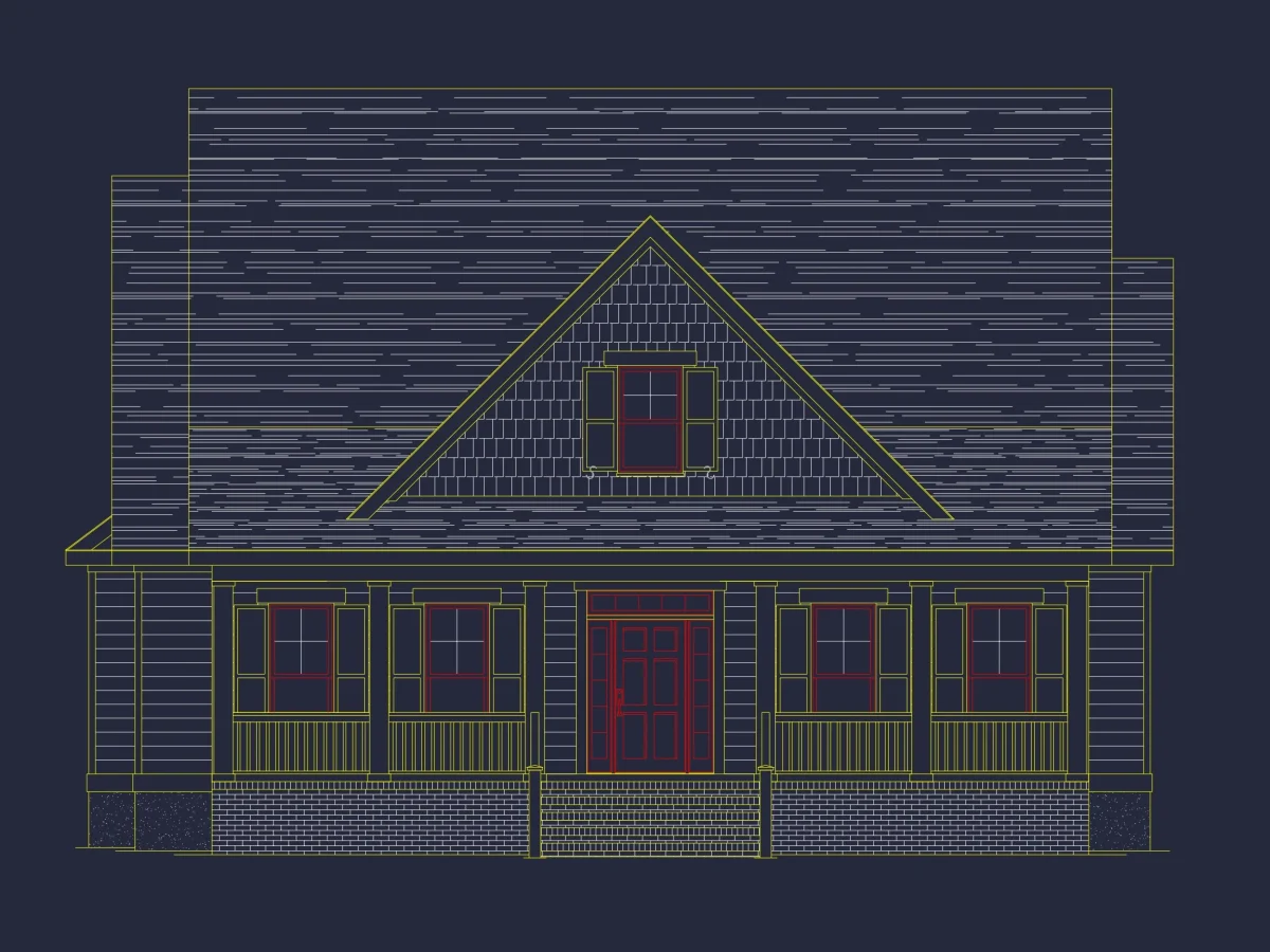 Charming house Floor Plan with CAD Designs, 4 Bedrooms