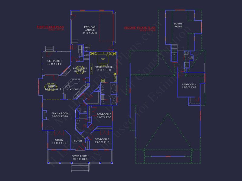 Charming house Floor Plan with CAD Designs, 4 Bedrooms