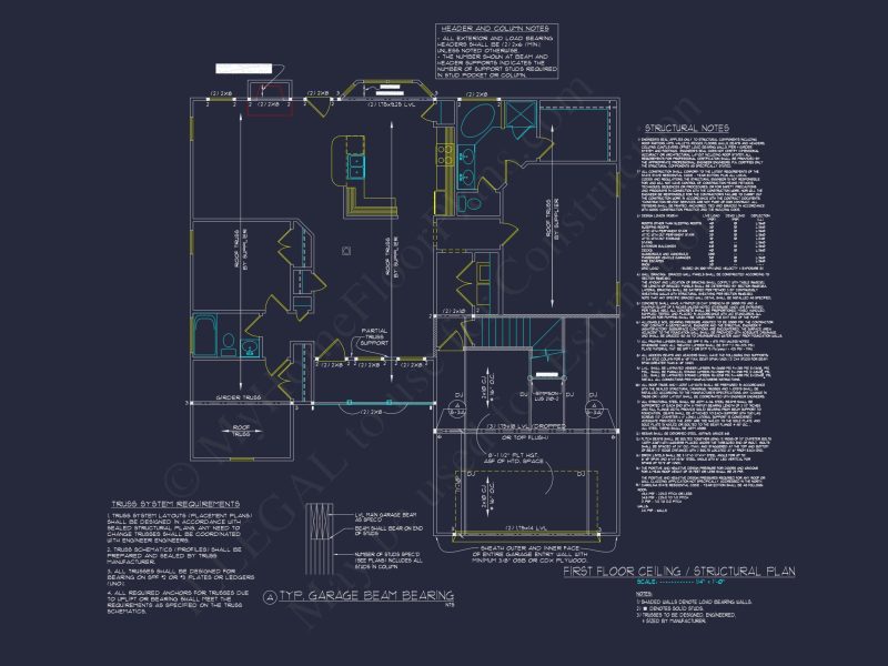 Charming house Plan: Blueprint Design with 1.5 Floors & Garage