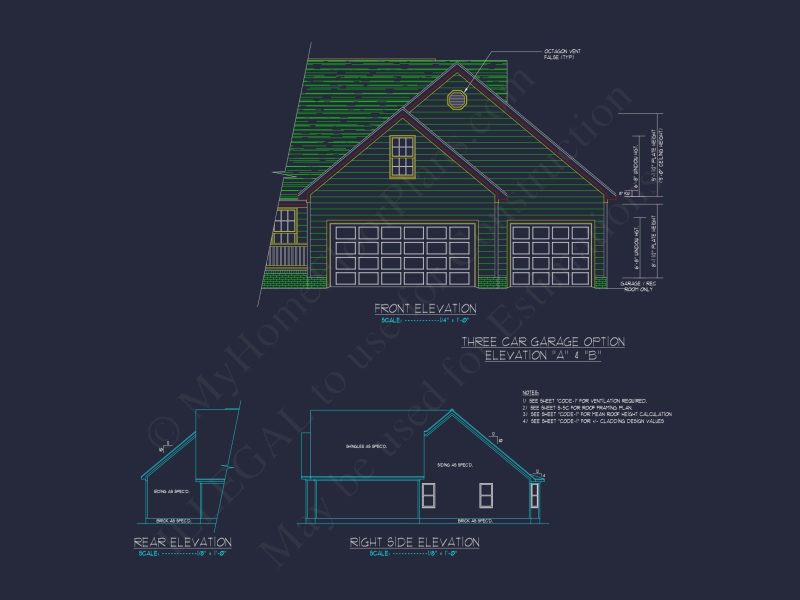 Charming house Plan: Blueprint Design with 1.5 Floors & Garage