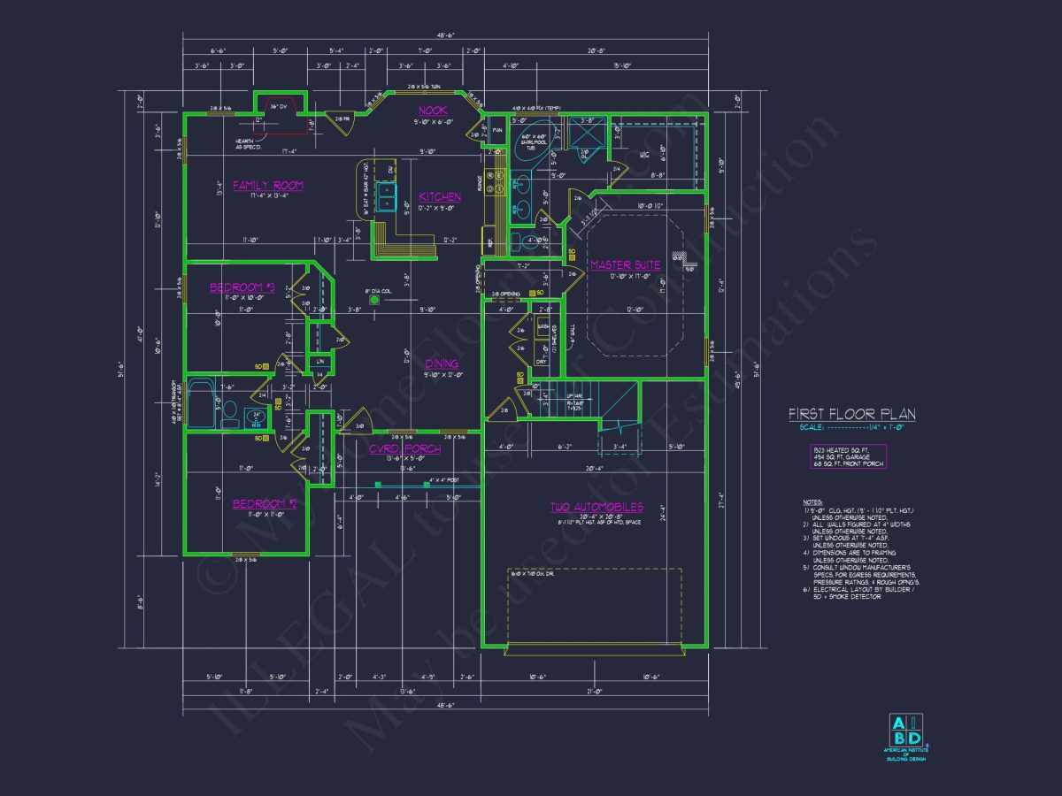 Charming house Plan: Blueprint Design with 1.5 Floors & Garage