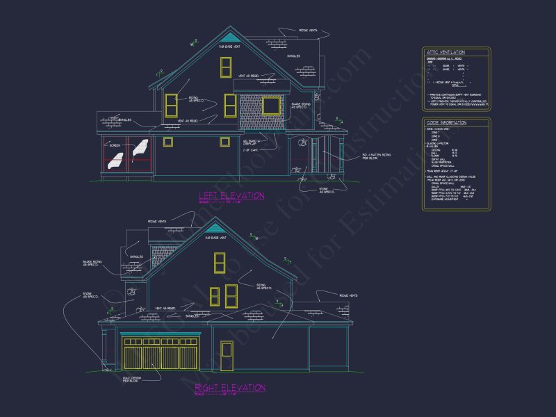 Charming house Plan with 2 Floors, 4 Bedrooms & CAD Blueprints