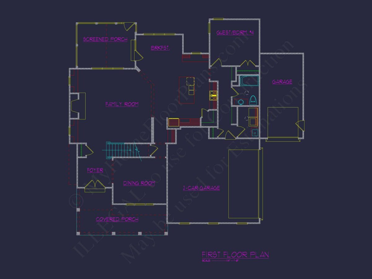 Charming house Plan with 2 Floors, 4 Bedrooms & CAD Blueprints