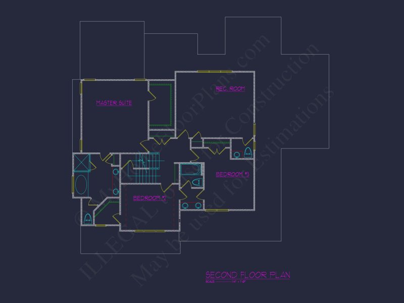 Charming house Plan with 2 Floors, 4 Bedrooms & CAD Blueprints
