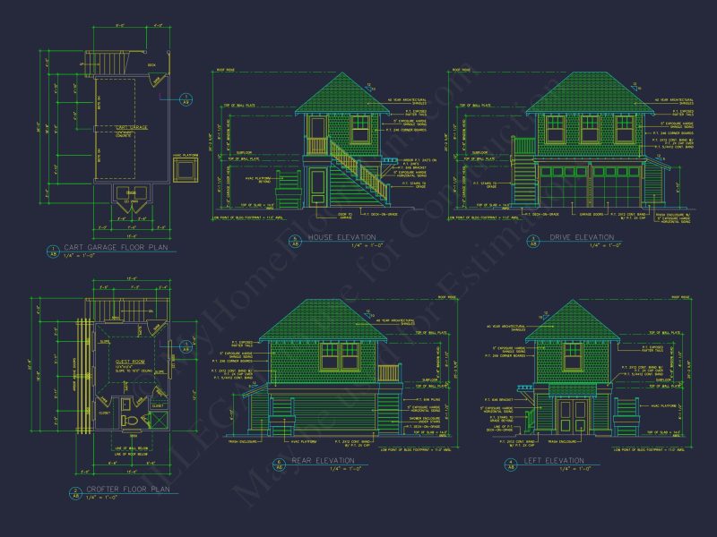 Charming house Plan with Cart Garage, Floor Plans, and CAD Designs