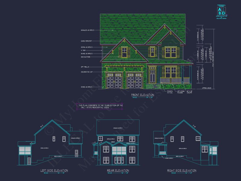 Charming Two-Story house Plan with 4 Bedrooms & CAD Designs