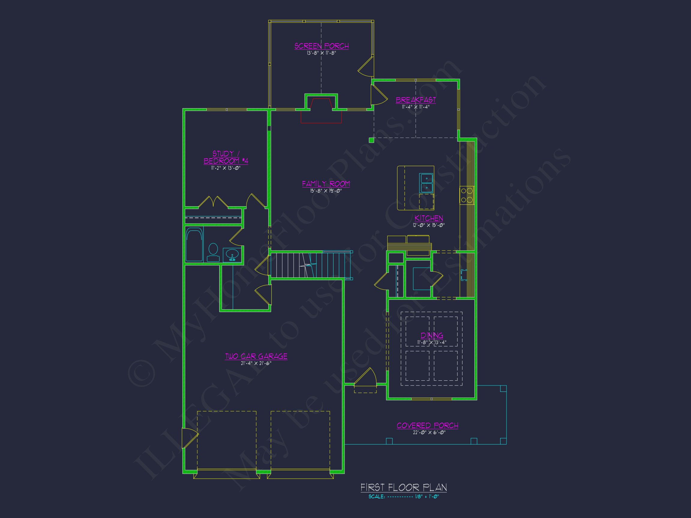 Charming Two-Story Home Plan with 4 Bedrooms & CAD Designs