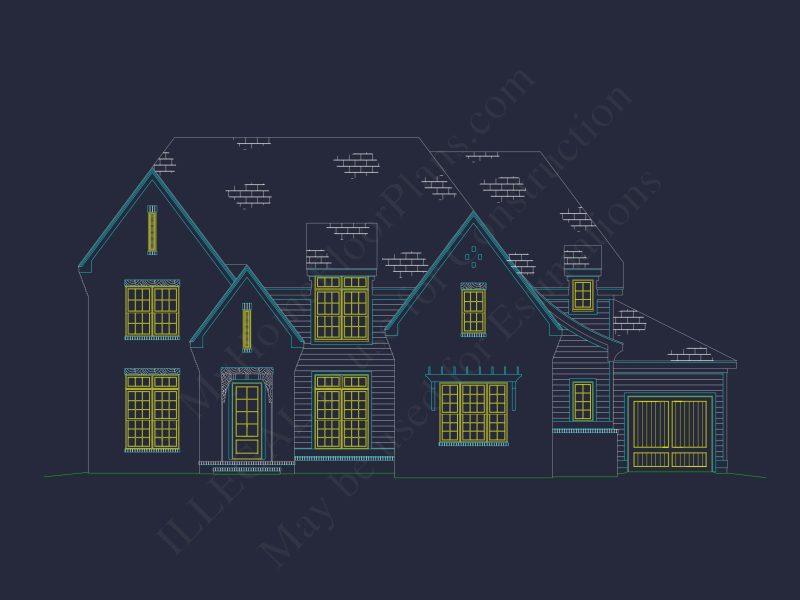 Classic 2-Story house Plan with CAD Floor Designs & Blueprint